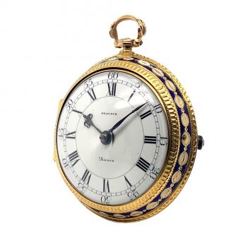 English early gold enamel pair cased pocket watch Circa 1774