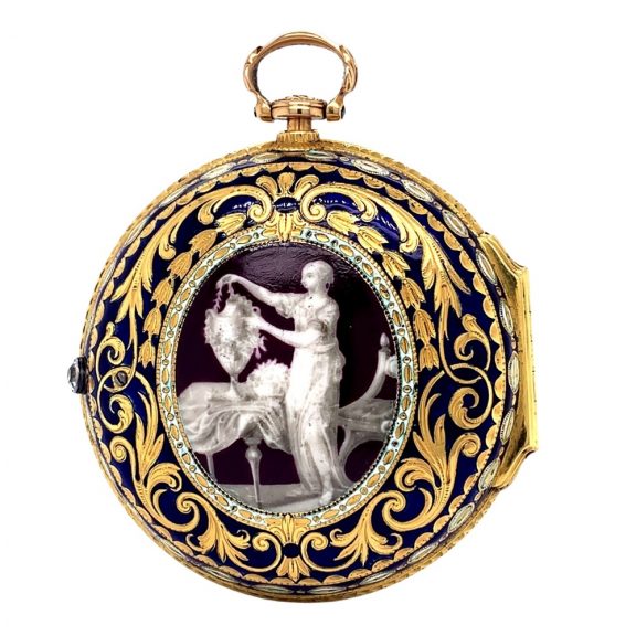 English early gold enamel pair cased pocket watch Circa 1774