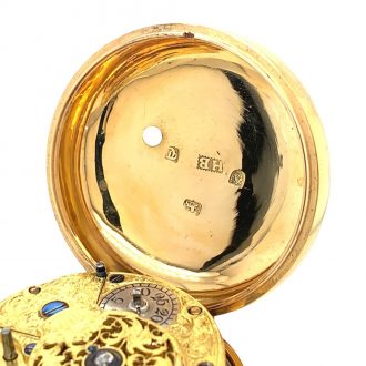 English early gold enamel pair cased pocket watch Circa 1774