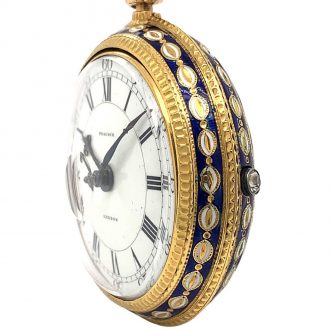 English early gold enamel pair cased pocket watch Circa 1774