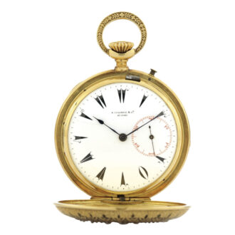 Gold French enamel and diamond-set keyless lever Crca 1880