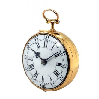 English gold open faced cylinder watch in pair cases Circa 1777