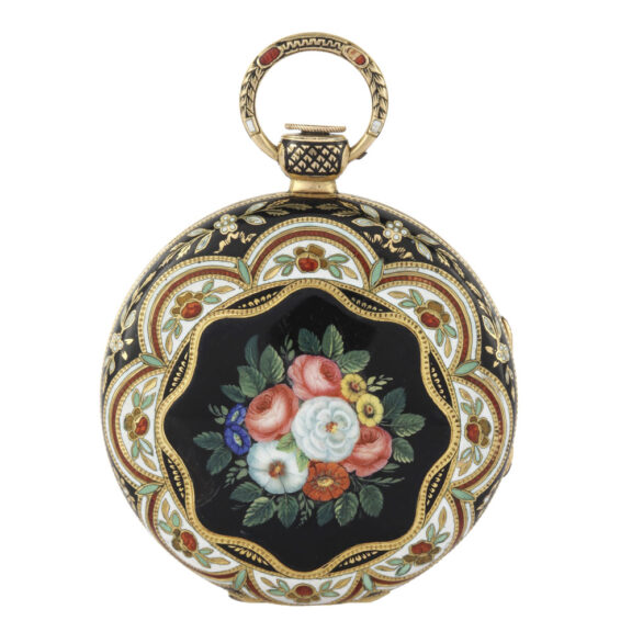 Swiss gold and enamel watch with eccentric dial Circa 1820
