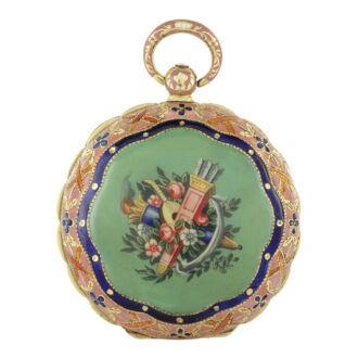 Swiss gold enamel verge for the Turkish market Circa 1820