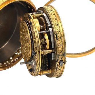 Heavy English gold pair cased verge pocket watch Circa 1710
