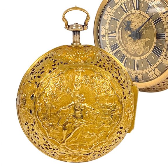 Heavy English gold pair cased verge pocket watch Circa 1710 Heavy English gold pair cased verge pocket watch Circa 1710
