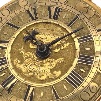 Heavy English gold pair cased verge pocket watch Circa 1710