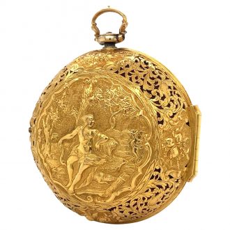 Heavy English gold pair cased verge pocket watch Circa 1710