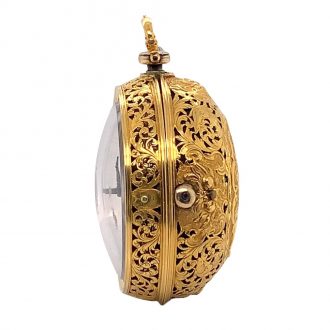 Heavy English gold pair cased verge pocket watch Circa 1710
