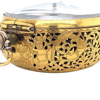 Heavy English gold pair cased verge pocket watch Circa 1710