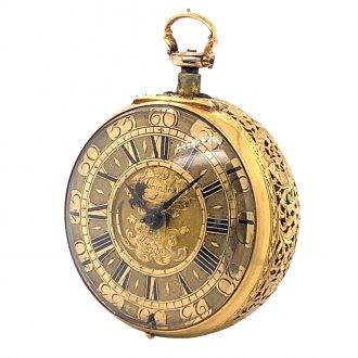 Heavy English gold pair cased verge pocket watch Circa 1710