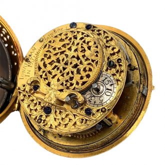 Heavy English gold pair cased verge pocket watch Circa 1710