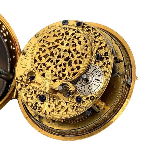 Heavy English gold pair cased verge pocket watch Circa 1710 Heavy English gold pair cased verge pocket watch Circa 1710