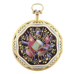 Fine and rare English gold and enamel clock watch Circa 1796