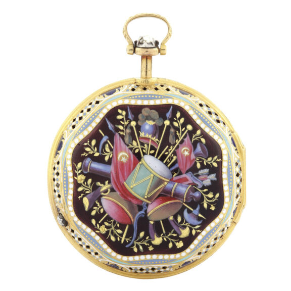 Fine and rare English gold and enamel clock watch Circa 1796
