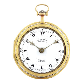 Fine and rare English gold and enamel clock watch Circa 1796