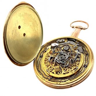 Large Swiss skeletonized minute repeating pocket watch Circa 1815