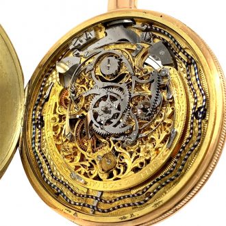 Large Swiss skeletonized minute repeating pocket watch Circa 1815