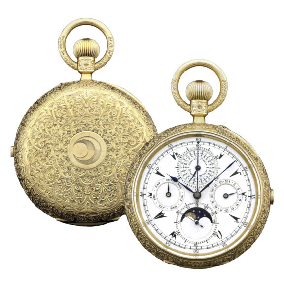 English perpetual calendar, repeating, clock watch Circa 1902