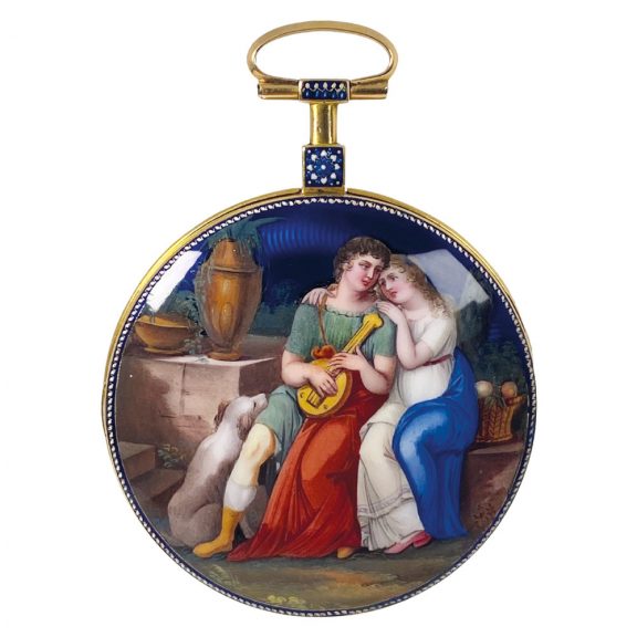 Splendid French gold, enamel verge pocket watch Circa 1800 Splendid French gold, enamel verge pocket watch Circa 1800