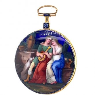 Splendid French gold, enamel verge pocket watch Circa 1800