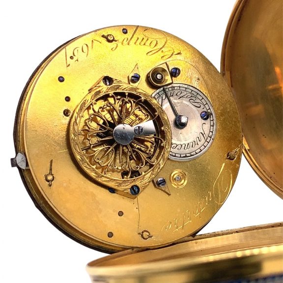 Splendid French gold, enamel verge pocket watch Circa 1800 Splendid French gold, enamel verge pocket watch Circa 1800