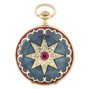 Fine Swiss 14k gold, enamel and stone set watch Circa 1920