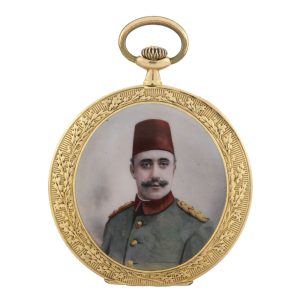 Rare Swiss gold and enamel watch with portrait Circa 1900