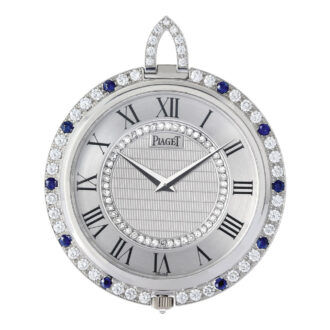 Swiss platinum, diamond and sapphire-set watch Circa 1980