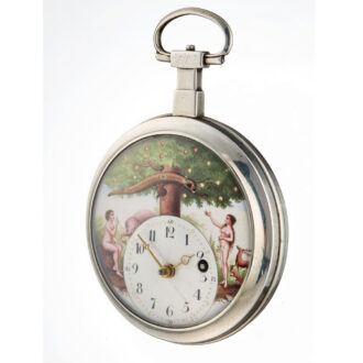 A Swiss silver verge pocket watch with automaton Circa 1795 A Swiss silver verge pocket watch with automaton Circa 1795