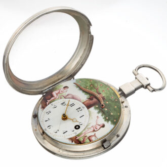 A Swiss silver verge pocket watch with automaton Circa 1795 A Swiss silver verge pocket watch with automaton Circa 1795