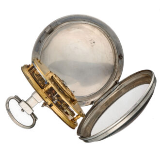 A Swiss silver verge pocket watch with automaton Circa 1795 A Swiss silver verge pocket watch with automaton Circa 1795