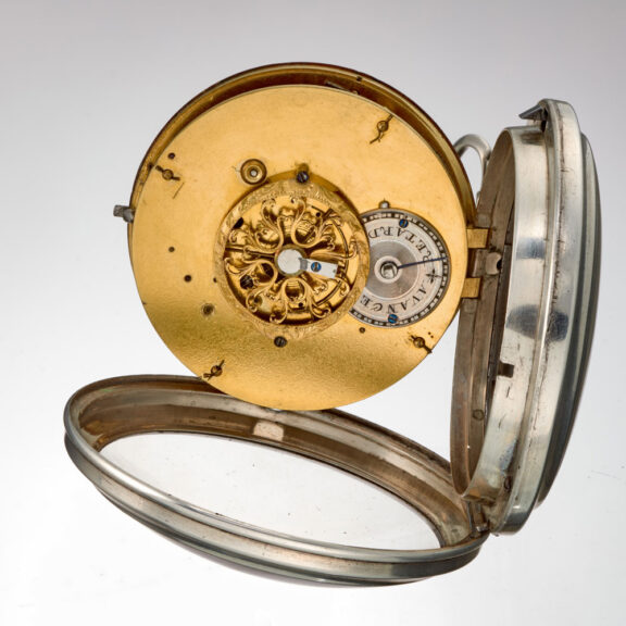 A Swiss silver verge pocket watch with automaton Circa 1795 A Swiss silver verge pocket watch with automaton Circa 1795