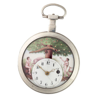 A Swiss silver verge pocket watch with automaton Circa 1795