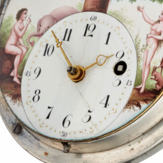 A Swiss silver verge pocket watch with automaton Circa 1795 A Swiss silver verge pocket watch with automaton Circa 1795