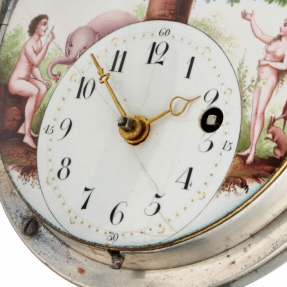 A Swiss silver verge pocket watch with automaton Circa 1795 A Swiss silver verge pocket watch with automaton Circa 1795