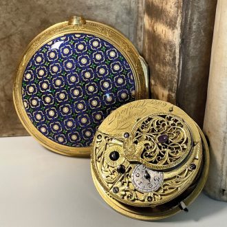 English brass pair cased verge open faced pocket watch Circa 1800