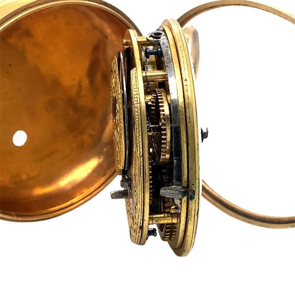 English brass pair cased verge open faced pocket watch Circa 1800 English brass pair cased verge open faced pocket watch Circa 1800