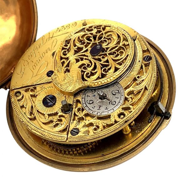 English brass pair cased verge open faced pocket watch Circa 1800 English brass pair cased verge open faced pocket watch Circa 1800