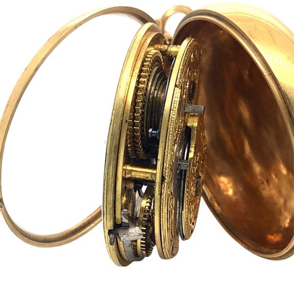 English brass pair cased verge open faced pocket watch Circa 1800 English brass pair cased verge open faced pocket watch Circa 1800