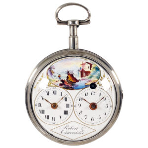 Rare Swiss silver pocket watch with two time zones Circa 1800