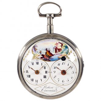 Rare Swiss silver pocket watch with two time zones Circa 1800