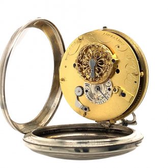 Rare Swiss silver pocket watch with two time zones Circa 1800