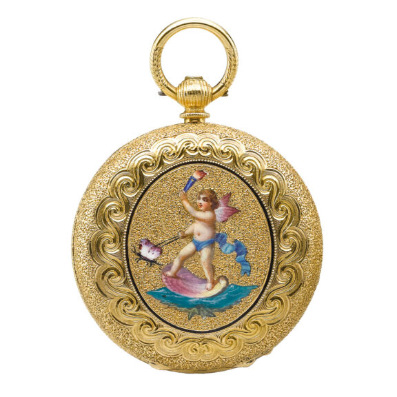 Swiss gold and enamel hunting-cased watch Circa 1850
