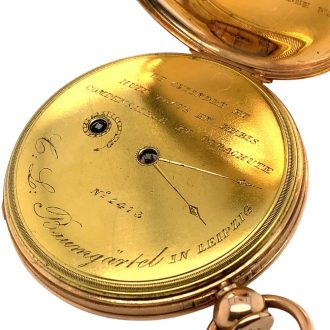 Unusual German gold quarter-hour repeating pocket watch Circa 1840