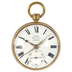 Unique English gold cylinder pocket watch with alarm Circa 1817