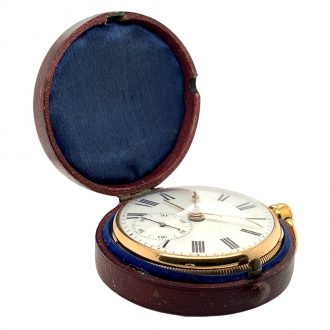 Unique English gold cylinder pocket watch with alarm Circa 1817