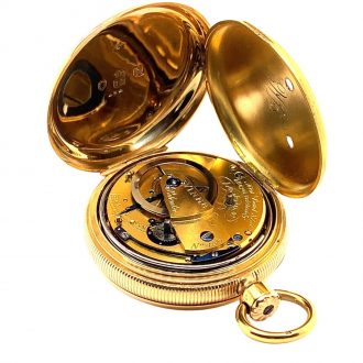 Unique English gold cylinder pocket watch with alarm Circa 1817