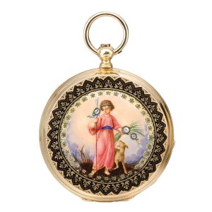Swiss gold, enamel and diamond set lever watch Circa 1840