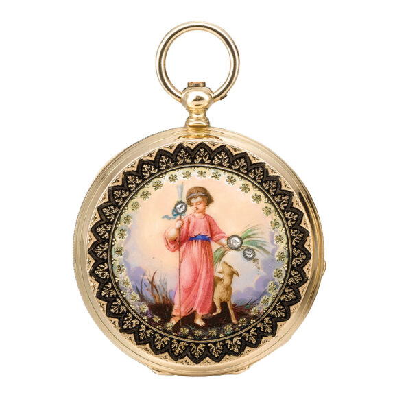 Swiss gold, enamel and diamond set lever watch Circa 1840